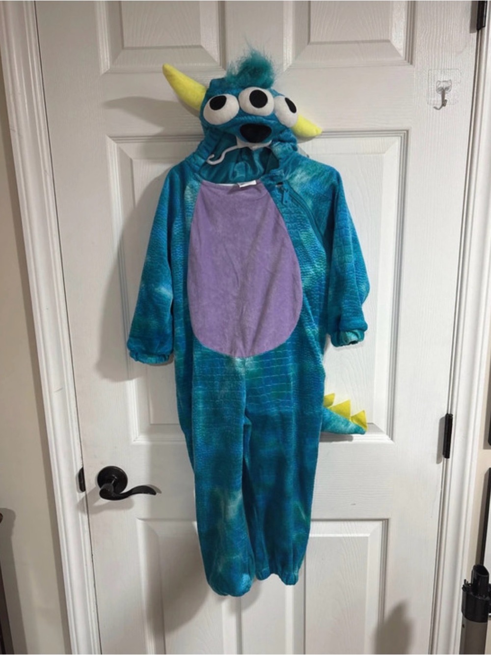 Disney Teal Monster Hooded Costume with Purple Belly and Yellow Horns